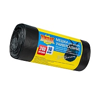 Мешки для мусора 240 л, черные, в рулоне 10 шт., ПНД 40 мкм, 1250х1000 мм, Крепак, 4607075710153 в Озерске