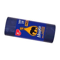 Мешки для мусора 160 л, синие, рулон 10 шт., ПВД, 35 мкм, 1100х900 мм, Уфа Пак, МВ1755 (МВ 160-10ср) в Озерске