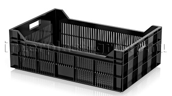 Ящик для овощей, фруктов и ягод перфорированный черный в Озерске Ящик для овощей, фруктов и ягод перфорированный черный в Озерске