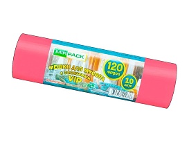 Мешки для мусора 120 л, с завязками, красные, в рулоне 10 шт., ПНД, 15 мкм, 800х750 мм, VIP, Z12010red в Озерске