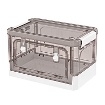 Ящик пластиковый складной прозрачный коричневый, дно белое, 360х235х230 мм, с колесиками в Озерске