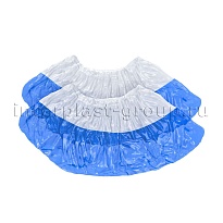 Бахилы бело-синие 1000 шт (500 пар), 48 мкм, двойная подошва, с одной резинкой, Эконом+ в Озерске