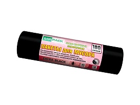 Мешки для мусора 180 л, ароматизированные, черные, в рулоне 10 шт., ПВД, 50 мкм, 1100х930 мм, EXTRA black, 18008301 в Озерске