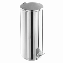 Ведро для мусора с педалью, усиленное, Титан, 30 л, кольцо под мешок, нержавеющая сталь, хром в Озерске