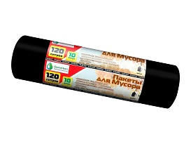 Мешки для мусора 120 л, черные, в рулоне 10 шт., ПНД, 12 мкм, 1100х700 мм, MIRPACK Classik, 1201011 в Озерске