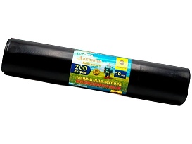 Мешки для мусора 200 л, ароматизированные, черные, в рулоне 10 шт., ПВД, 100 мкм, 1200х800 мм, Добрыня, Dob20010black в Озерске