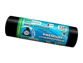 Мешки для мусора 220 л, черные, в рулоне 10 шт., ПВД, 45 мкм, 1250х930 мм, PREMIUM+, 2201068 в Озерске