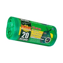 Мешки для мусора 20 л, биоразлагаемые, с ручками, черные, в рулоне 30 шт., ПНД, 10 мкм, 550х440 мм, Крепак, 4607075710047 в Озерске