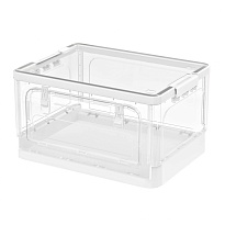 Ящик пластиковый складной прозрачный, дно белое, 360х235х230 мм, с колесиками в Озерске