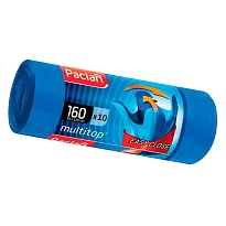 Мешки для мусора 160 л, с ушками, синие, в рулоне 10 шт., ПВД, 30 мкм, 1250х900 мм, PACLAN Multitop, 604064 в Озерске