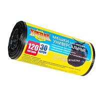 Мешки для мусора 120 л, черные, в рулоне 30 шт., ПНД, 15 мкм, 1100х700 мм, Крепак, 4607075710122 в Озерске