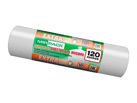Мешки для мусора 120 л, белые, в рулоне 10 шт., ПНД, 14 мкм, 1100х700 мм, EXTRA, ex1201803 в Озерске Мешки для мусора 120 л, белые, в рулоне 10 шт., ПНД, 14 мкм, 1100х700 мм, EXTRA, ex1201803 в Озерске