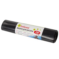 Мешки для мусора 240 л, черные, в рулоне 5 шт., ПВД 30 мкм, 1300х900 мм, Любаша, 605338 в Озерске