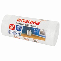 Мешки для мусора 35 л, белые, в рулоне 30 шт., ПНД, 6 мкм, 550х480 мм, LAIMA, 605538 в Озерске
