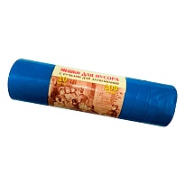 Мешки для мусора 100 л, с завязками, синие, в рулоне 10 шт., ПВД, 40 мкм, 840х670 мм, Концепция Быта Vitalux, 604933 в Озерске