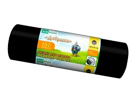 Мешки для мусора 180 л, ароматизированные, черные, в рулоне 10 шт., ПВД, 100 мкм, 1100х930 мм, Добрыня, Dob18010black в Озерске